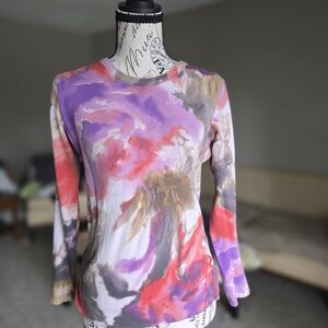Simply Vera Vera Wang Purple and Pink Abstract Top